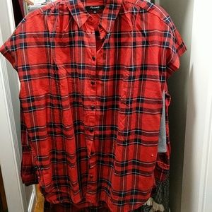 Madewell red plaid shirt size small NWT